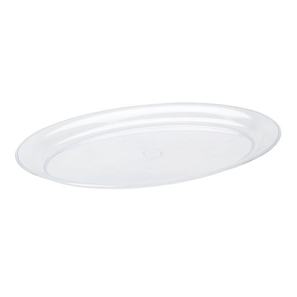 Platter Pleasers Polystyrene 16 x 11 inch Rigid Clear Oval Platter