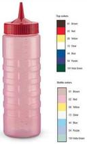 Vollrath Tri Tip Clear with Brown Cap Wide Mouth Squeeze Bottle Dispenser, 16 Ounce -- 2 per case