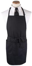 John Ritzenthaler Black Extra Long Bib Apron -- 24 per case