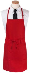 RITZ Chefs Line Red Extra Long 3 Pockets Bib Apron