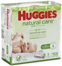 Huggies Natural Care Fragrance Free Baby Wipes Bundle, 168 count per pack -- 3 per case