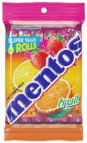 Mentos Fruit Chewy Mint Roll, 6 count per pack -- 12 per case.