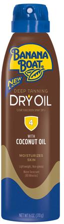 Banana Boat Deep Tanning Dry Oil SPF 4 Clear Sun Screen Spray, 6 Ounce Bottle -- 12 per case