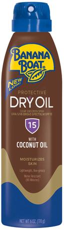 Banana Boat Protective Dry Oil SPF 15 Clear Sun Screen Spray, 6 Ounce Bottle -- 12 per case