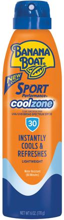 Banana Boat Sport Performance Coolzone SPF 30 Clear Sun Screen Spray, 6 Ounce Bottle -- 12 per case