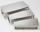 American Metalcraft Rectangular Hammered Stainless Steel Frame 3 Piece Riser Set with Solid Top -- 1 set