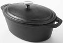 American Metalcraft Cast Iron Steel Large Oval Casserole, 4 Quart