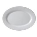 Vertex China Argyle Porcelain White Rim Rolled Edge Oval Platter, 12 1/2 inch -- 12 per case.