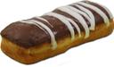 Prairie City Bakery Premium Long John Custard Filled Chocolate Iced Donut with White Icing Drizzle, 28.8 Ounce -- 4 per case.