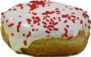 Prairie City Bakery Premium Bismarck Raspberry with White Icing and Red Sprinkles, 28.8 Ounce -- 4 per case.