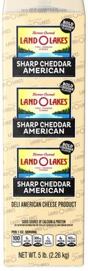 Land O Lakes Sharp Cheddar White Deli American Cheese Product, 5 Pound -- 2 per case