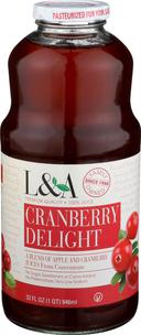 L and A Cranberry Delight Juice, 32 Fluid Ounce -- 6 per case