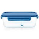 Pyrex MealBox 5.8 Cup Divided Glass Food Storage Container with Blue Lid -- 4 per case