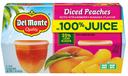 Del Monte Diced Peaches with Strawberry Banana Flavor in Juice, 4 Ounce Plastic Cup - 4 count per pack -- 6 packs per case