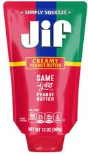 Jif Creamy Peanut Butter, 13 Ounce Squeezable Pouch -- 10 per case