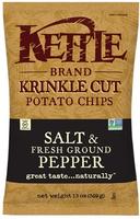 Kettle Foods Salt n Pepper Krinkle Cut Potato Chips, 13 Ounce -- 9 per case.