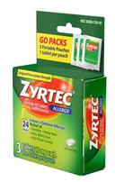 Zyrtec Allergy Tablet, 3 count per pack -- 72 per case.