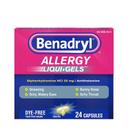 Benadryl Allergy Liqui Gel Dye Free Antihistamine 25 mg Capsules - 24 count per pack -- 24 packs per case