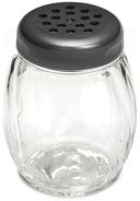 Tablecraft Glass Shaker with Plastic Perforated Black Top, 6 Ounce -- 12 per case