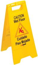 Winco Yellow Fold-Out English/Spanish Wet Floor Caution Sign, 25 x 12 inch -- 12 per case