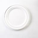 Glimmerware White and Silver Buffet Plate, 9 inch, 10 count per pack -- 12 per case.