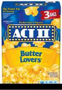 Act II Microwave Butter Lovers Popcorn, 8.25 Ounce -- 12 per case