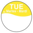 Daymark Round Permanent Half Blank Bilingual Day of the Week Label - Tuesday, 1 inch -- 12 rolls per case.