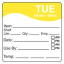 Daymark Square Tuesday Day Of The Week Label, 2.5 x 2.5 inch -- 1500 per case