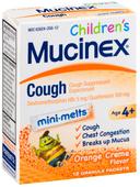 Reckitt Benckiser Mucinex Childrens Mini Melts Orange Creme Flavor Cough Granule - 12 count per pack -- 24 packs per case