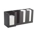 Cal-Mil Classic Black Four Section Countertop Cup Lidand Napkin Organizer, 17.50 x 5.00 x 8.00 inch