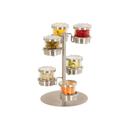 Cal-Mil Stainless Steel 6 Tier Revolving Chilled Mixology Display with 16 Ounce Jars and Hinged Lid, 15 x 15 x 17.25 inch