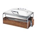 Cal-Mil Chrome Trim Mid Century Chafer with Lid, 23 x 17.5 x 13.75 inch