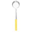 Tablecraft Stainless Steel Perforated One Piece Spoonout with 10.25 inch Yellow Handle, 5 Ounce Capacity