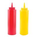 Tablecraft Red and Yellow 2-Piece 12 Ounce Squeeze Bottle Set -- 24 per case