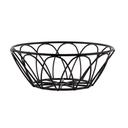 Tablecraft Petal Collection Black Powder Coated Metal Round Serving Basket, 6 x 6 x 2.25 inch