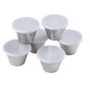 Tablecraft 3 Ounce Round Stainless Steel Sauce Cup with Clear Lid, 6 count -- 6 per case