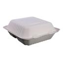 KITCH 24/7 White Compostable 3 Compartment Molded Fiber Hinged Container, 8 x 8 inch -- 200 per case