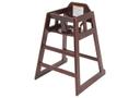 Mahogony Winco Rubberwood Natural Finish Knocked Down Stacking High Chair, 20 inch Length.