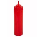 Winco PSW-12R Plastic Red Wide-Mouth Squeeze Bottle, 12 Ounce Capacity