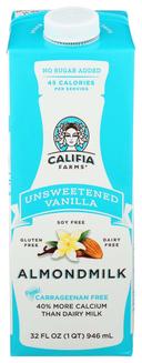 Califia Farms Unsweetened Vanilla Almond Milk, 32 Fluid Ounce -- 6 per case