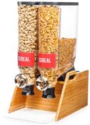 Rosseto Pro Bulk 2 Container Tabletop Dispenser with Bamboo Stand and Tray, 13 x 20.5 x 25.1 inch