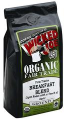 Wicked Joe Organic Fair Trade Breakfast Blend Ground Coffee, 12 Ounce -- 6 per case