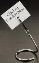 American Metalcraft Chrome C Design Swirly Alligator Clip Card Holder, 4 inch