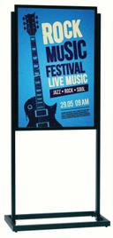 Aarco Black Powder Coated Freestanding Double Sided Boaster Poster Holder, 63 x 22 1/4 x 16 inch