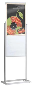 Aarco Silver Anodized Freestanding Double Sided Boaster Poster Holder, 63 x 22 1/4 x 16 inch