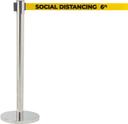 Aarco Form-A-Line (TM) Satin Finish Crowd Control System with Double Sided Printed Social Distancing 6 ft Yellow Belt
