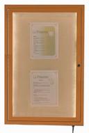 Aarco LED Lighted Oak Wood Finish Outdoor Display Case, 36 x 24 inch