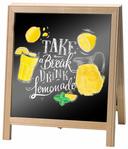 Aarco Solid Oak Wood Table Top A Frame Black Acrylic Board, 14 x 12 inch