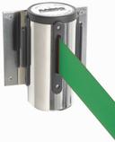 Aarco Form-A-Line (TM) Chrome Finish Wall Mounted Crowd Control System with 7 feet Retractable Green Belt