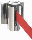 Aarco Form-A-Line (TM) Chrome Finish Wall Mounted Crowd Control System with 7 feet Retractable Red Belt